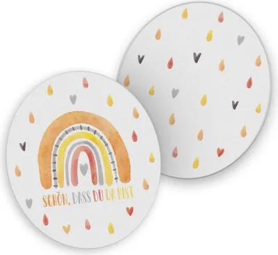 Produktbild von itenga 40x Bierdeckel Untersetzer "Schön dass du da bist" Regenbogen