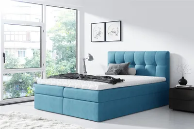 Produktbild von Boxspringbett Schlafzimmerbett CARMEN 180x200cm Hellblau