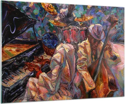 Produktbild von Bilder auf glas - Jazz Musik Band - 100x70cm - Glasbilder - Wandbilder - Kunstdruck - zum Aufhängen bereit - Wanddekoration aus Glas - Glas Bilder - Wandbild auf Glas - Einteilig - GAA100x70-3481