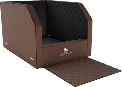 Produktbild von Knuffelwuff Cargo Hunde Auto Transportbox Sicherheit für den Hund und Sitzschutz für den Rücksitz Größe 2 - 60 x 78 x 50cm Braun/Schwarz