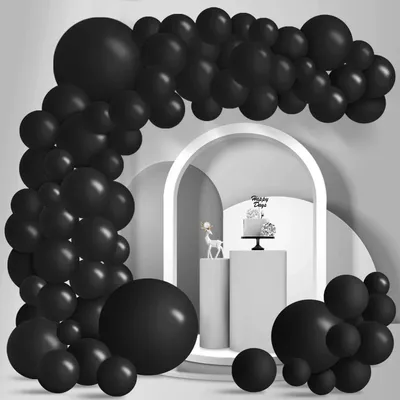 Productafbeelding van Ballonketting zwart, 100 stuks, latex, verschillende maten, voor feestdecoratie