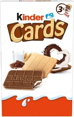 Zdjęcie produktu dla Kinder Cards Wafel Wypełniony Mlecznym I Kakaowym Nadzieniem 76,8 G (6 Sztuk)