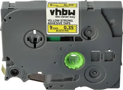 Produktbild von vhbw Schriftband-Kassette kompatibel mit Brother PT 2100VP, 2100, 220, 210E, 2110 Etiketten-Drucker 8m x 9mm Schwarz auf Gelb, Extra Stark, Laminiert