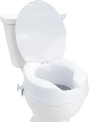 Immagine prodotto di Sollevatore per sedile del water SucceBuy, altezza 4 pollici, portata 300 libbre, sollevatore universale per sedile del water, chiusura a vite, per anziani, disabili, donne in gravidanza, uso medico, plastica