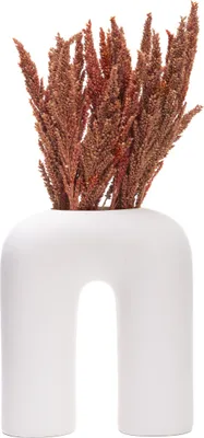 Produktbild von QUVIO Vase - U-Form - Keramik - Vasen - Blumenvase - Vase für Trockenblumen - Japanisch - Skandinavisch - Weiß