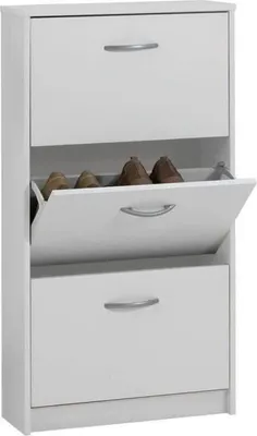 Immagine prodotto di FMD Möbel STEP 3 ribalta scarpe con 3 scomparti per 6 paia di scarpe, bianco, 411-003