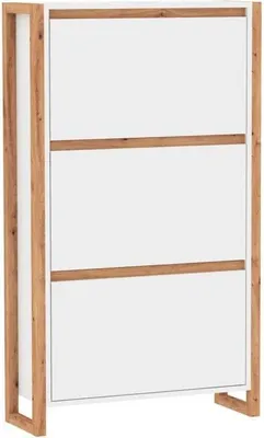 Immagine prodotto di Scarpiera, bianco e rovere, 12 paia di scarpe, 70 x 25 x 125 cm, DENVER