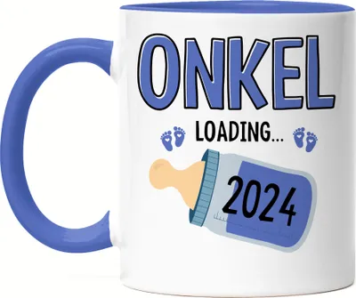 Produktbild von Onkel Loading 2024 Tasse Blau Geschenk Werdende Onkel Babynews mit Ladebalken Schwangerschaft Geschenkidee