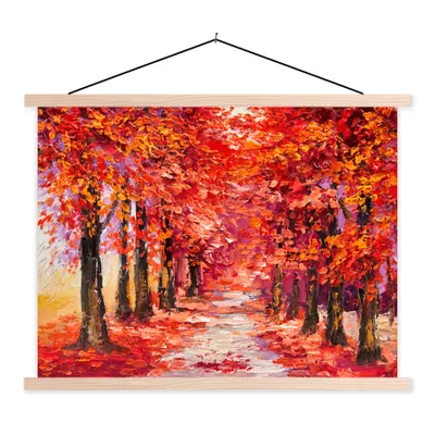 Produktbild von MuchoWow® Textilposter Gemälde - Bäume - Herbst - Ölgemälde 40x30 cm mit holzfarbenen Rahmen - Bilder