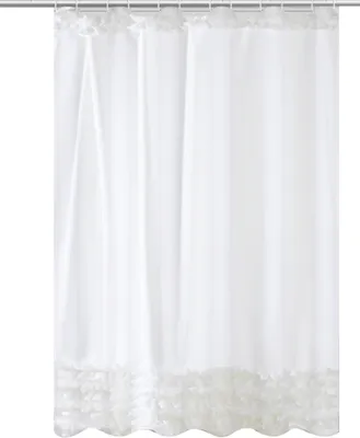 Produktbild von Duschvorhang, Rüschen, Blumenmuster, Badezimmerdekor, Weiß