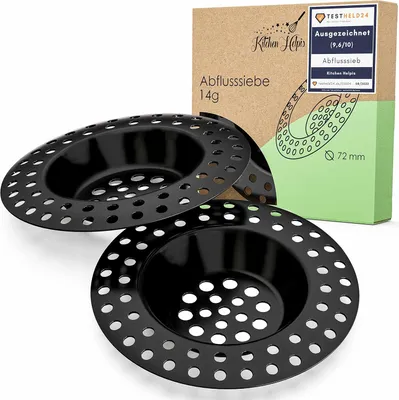 Image de Filtre d'évacuation noir, compatible avec TOUS LES ÉVIERS - Lot de 2