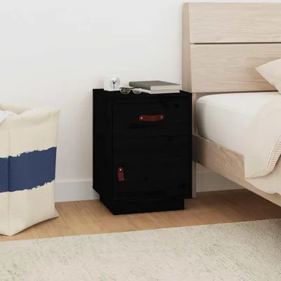 Produktbild von vidaXL Nachttisch Schwarz 40x34x55 cm Massivholz Kiefer
