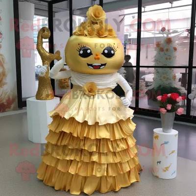 Produktbild von Goldene REDBROKOLY Hochzeitstorte als Maskottchen kostüm mit Rock und Haarspangen