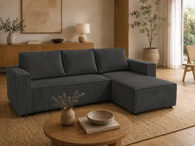 Produktbild von FurMeb24 Modernes Ecksofa AXEL L-Form 230 x 140 cm Rechts mit Schlaffunktion und Bettkasten POSO 060