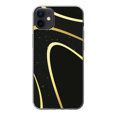 Produktbild von MuchoWow® Handyhülle Schutzhülle Hülle für iPhone 12 mini Goldene Wellen auf schwarzem Hintergrund Silikon Softcase Handy Hülle - Bild