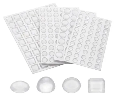 Image de Butées et pieds en caoutchouc transparents et autocollants – lot de 172 pièces, 4 tailles – butées élastiques et butées de fin de course pour meubles et portes