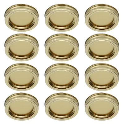 Obrázok produktu pre 12 ks okrúhlych, deliteľných viečok s priemerom 70 mm pre konzervovacie poháre so štandardným otvorom, vhodné na koreniny a med (XH00176 Gold)