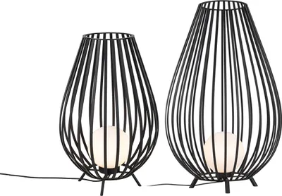 Produktbild von Set Stehlampen Schwarz mit Opal 110 cm und 70 cm Angela