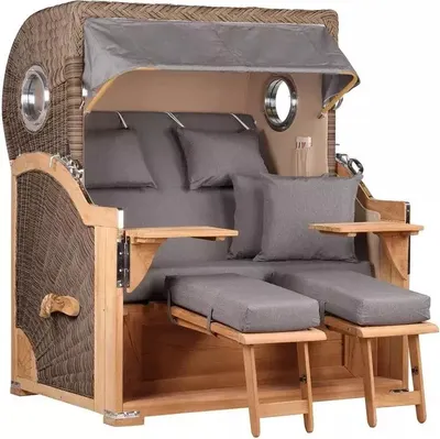 Produktbild von Strandkorb Westerland Teak Bullauge PE grey Dessin 551