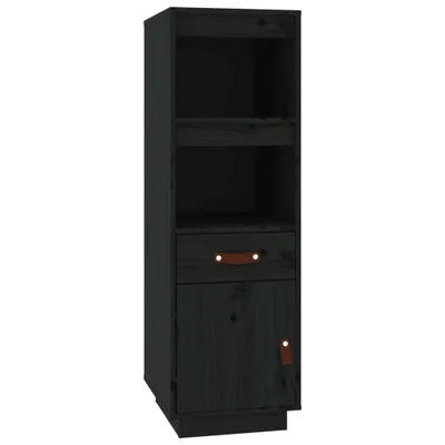 Produktbild von Highboard Schwarz 34x40x108,5 cm Massivholz Kiefer