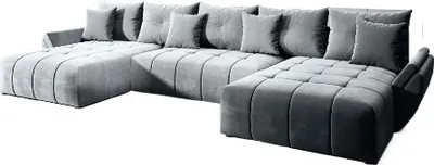 Produktbild von FurMeb24 Sofa BASTO Modernes U-f¶rmiges Ecksofa 380x190 mit Schlaffunktion, Bettzeugablage, Kissen, Monolith Premium Stoff, Grau