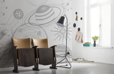Produktbild von Komar Vlies Fototapete "Cosmos Sketch" - Größe: 300 x 280 cm (Breite x Höhe) - 6 Bahnen