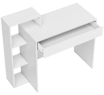 Immagine prodotto di Scrivania Moderna 100x40x90 cm con Ripiani e Cassetto in Legno Bianco
