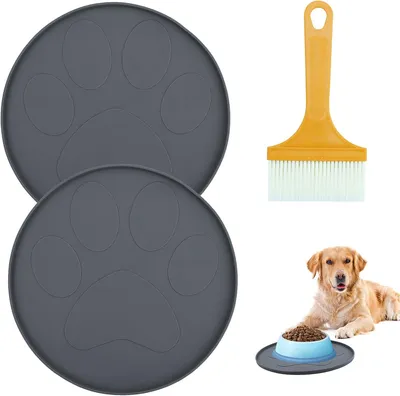 Produktbild von Famanu Set von 2 runden Hundenapfunterlagen aus Silikon, wasserdicht und rutschfest - 27,5 x 27,5 cm