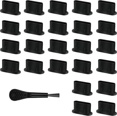 Produktbild von Silikonische Staubstopper 20er Pack für Typ C Ladebuchse Hülle für Typ C Smartphones und Tablets (Schwarz)