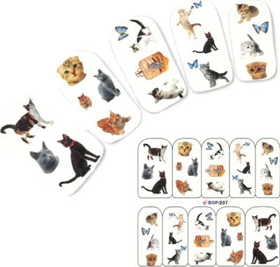 Produktbild von Tattoo Nail Katze Schmetterling Aufkleber Nagel Sticker