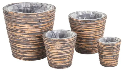 Produktbild von Blumentopf Rattan braun | Pflanzkorb 4er Set 27cm