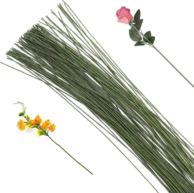 Produktbild von 100 Stück Blumendraht, Grün Blumenstängeldraht, Draht Basteldraht, Blumenstamm Draht für die Herstellung von Blumenhandwerk, Kkünstlichen Blumen