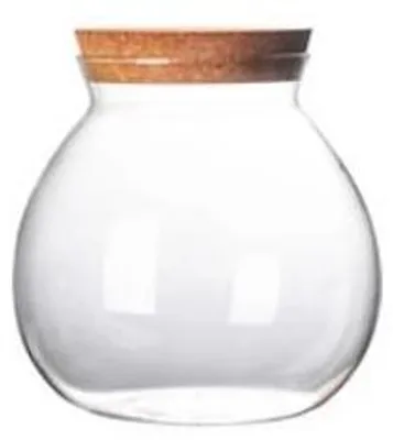Produktbild von Rundes, durchsichtiges 500-ml-Vorratsglas mit Korkdeckel, ideal für Kekse, Süßigkeiten, Gewürze, Tee und Müsli.