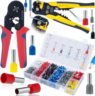 Produktbild von Rosfix Crimpzange für isolierte Aderendhülsen + 1200 Aderendhülsen + Automatische Abisolierzange mit Crimpwerkzeug für Anschlussklemmen