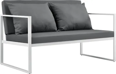Produktbild von Gartenbank 70 x 114 x 60 cm Gartensofa Bank Parkbank Sitzbank Lounge Eisen Weiß / Lichtgrau