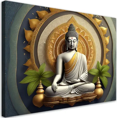 Produktbild von Leinwandbild Buddha Statue Zen 90x60 Feeby Gold bild für die wand bereit zum aufhängen