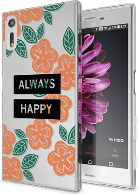 Produktbild von Sony Xperia XZ Handy Hülle von NALIA, Silikon TPU Motiv Case Cover Bumper Dünn Always Happy