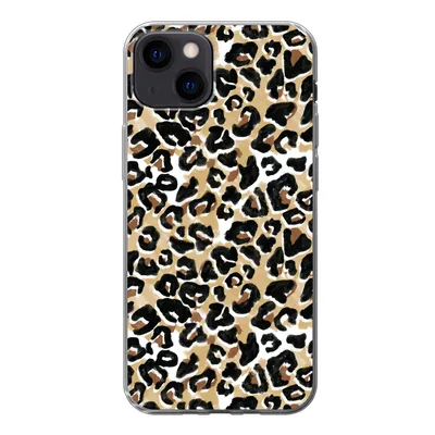 Produktbild von MuchoWow® Handyhülle Schutzhülle Hülle für iPhone 13 Tierdruck - Panther - Braun - Aquarell Silikon Softcase Handy Hülle - Karteninhaber