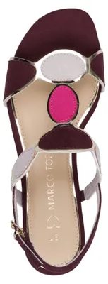Produktbild von MARCO TOZZI Damen Sandale Textil Sandalette Metallic T-Riemen Vegan 2-28230-42, Größe:38 EU, Farbe:Rot