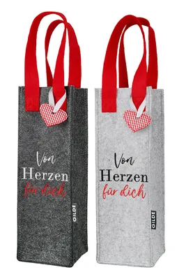 Produktbild von Gilde Filz Weinflaschen Tasche "Love" VE 6 so