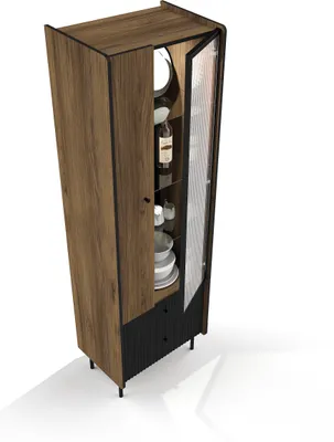 Image de Minio, Vitrine "PERETO 3", Noyer Warmia / San Sebastian / Noir mat