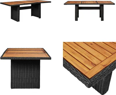 Produktbild von vidaXL Garten Esstisch Schwarz 200x100x74 cm Poly Rattan - Gartentisch - Gartentische - Outdoor-Tisch - Outdoor-Tische