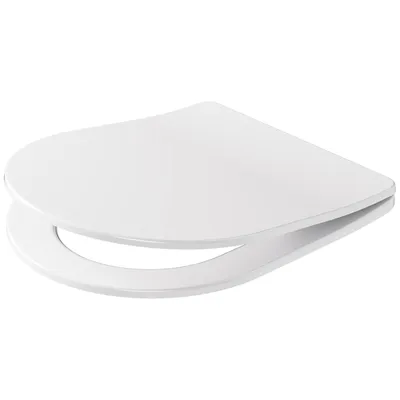 Produktbild von Toilettendeckel D Form WC-Sitze, Ultradünner Toilettensitz mit Absenkautomatik Weiß, Klobrille abnehmbar, einfache Montage, Duroplast, Cecipa