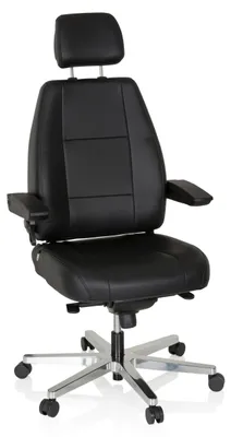 Produktbild von hjh OFFICE XXL Drehstuhl 24 HOURS Bürostuhl gepolstert bis 150 kg belastbar mit abklappbaren Armlehnen Leder für Büro, Zuhause