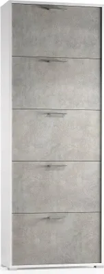 Produktbild von Dmora Schuhschrank Margherita 67x18x184 cm Grau, 15 Paar, 5 Türen