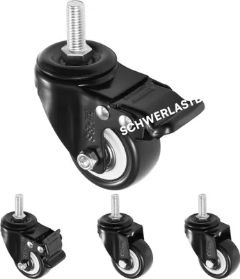 Image de H&S 4x 50mm Möbelrollen - Roues Möbel Lenkrolle mit M10 Gewinde - 4 Schwerlastrollen - 4 Lenkrollen Transportrollen - 4PolyuréthaneGummi Rollen Schwerlast - - 4 Roues en caoutchouc pour charges lourdes