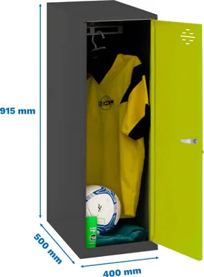Produktbild von Simonrack Spind SIMONLOCKER DISM SINGLE anthrazit, grün 8425437118951, 1 Schließfach 40,0 x 50,0 x 91,5 cm