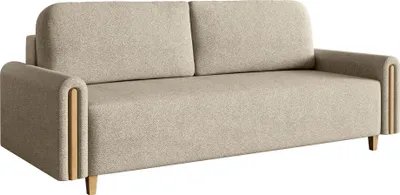 Image de Selsey Majla - Canapé-lit 3 places avec tissu texturé hydrofuge et coffre de lit, Beige