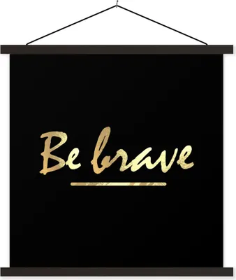 Produktbild von MuchoWow® Textilposter Zitate - Gold - Schwarz 60x60 cm mit schwarzem Rahmen - Posteraufhänger