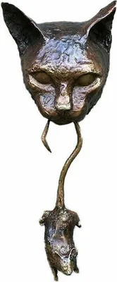 Produktbild von Türklopfer Wandfigur Rusty Katze frisst Maus Kunstharz Anhänger Tierfigur Deko